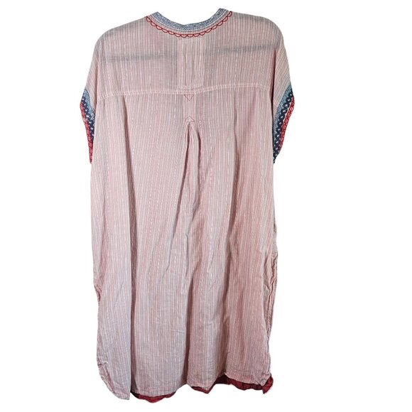 Johnny Was Peasant Embroidered Stripe Linen Tunic Dress 2X Boho Coastal Cottage - Picture 5 of 13